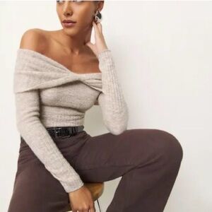 NWT Reformation Beige Off-the-Shoulder Sweater
